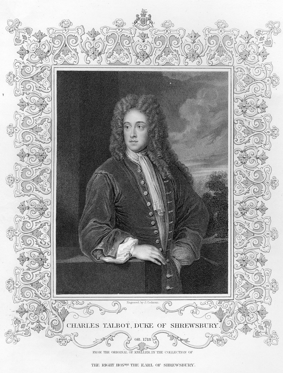 Charles Talbot, Shrewsbury hercege, J. Cochran metszete alkotó: Godfrey Kneller