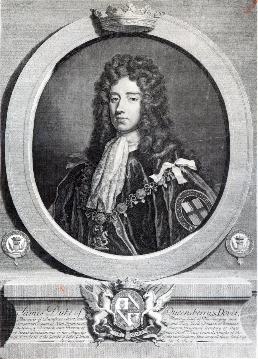 James Douglas, Queensberry 2. hercege, II. Louis du Guernier metszetével alkotó: Godfrey Kneller