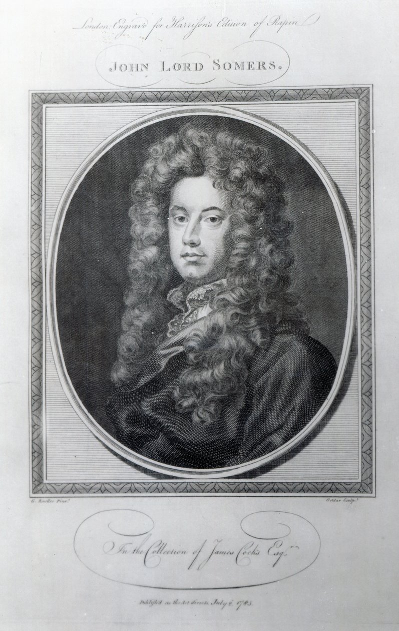 John, Lord Somers, John Golder metszete, 1785 alkotó: Godfrey Kneller