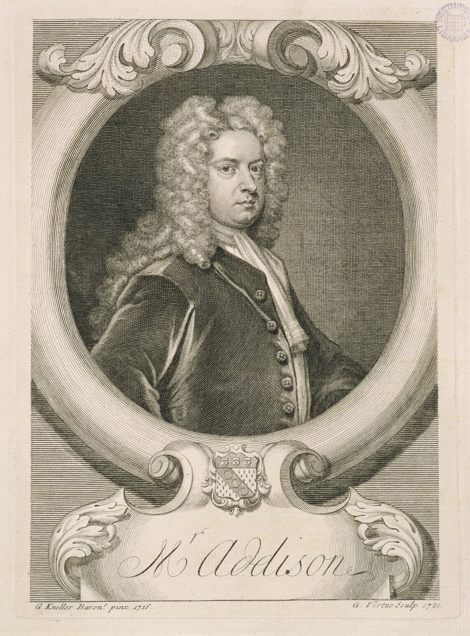 Mr Addison, metszette George Vertue (1684-1756), 1721. alkotó: Godfrey Kneller