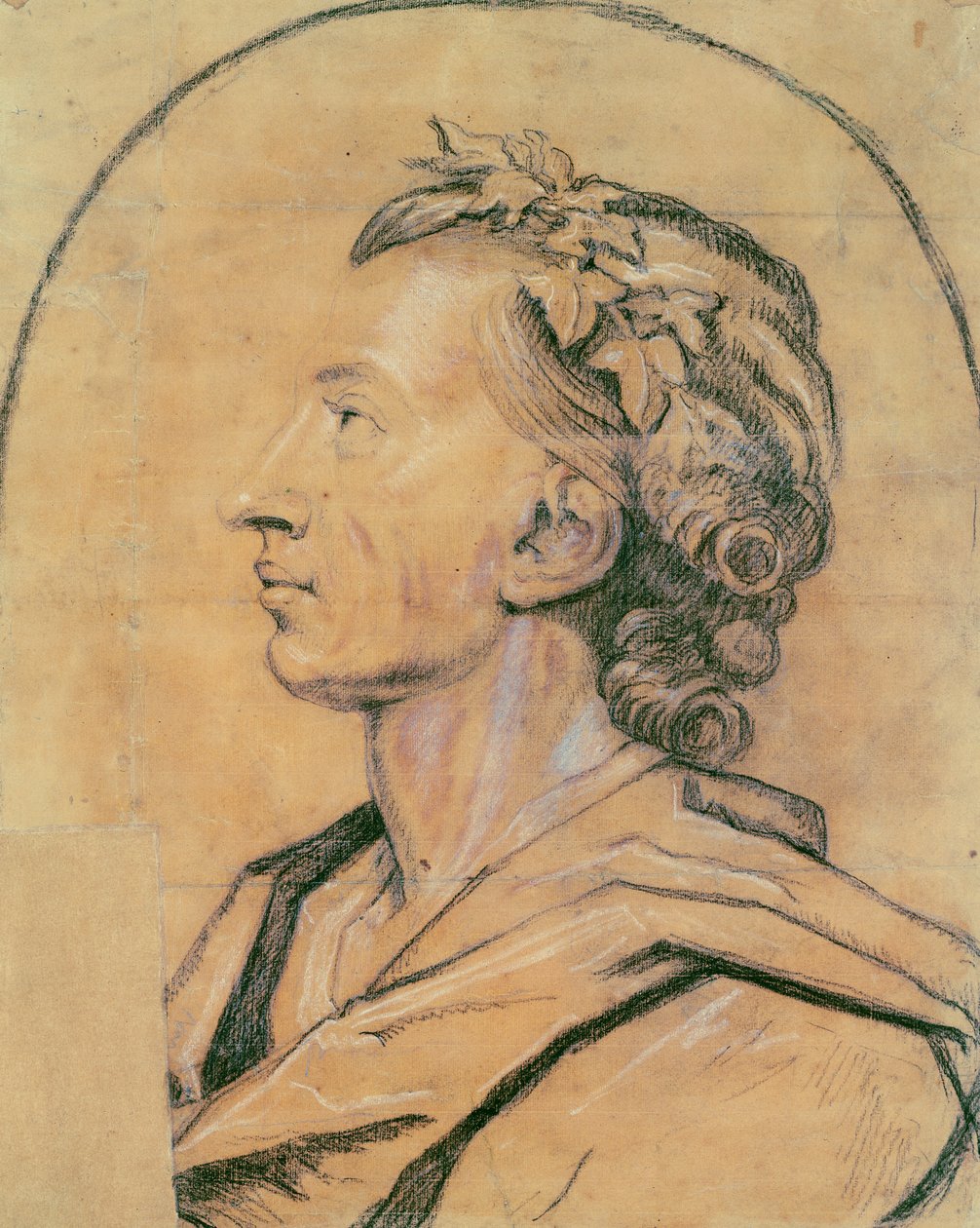 Sándor pápa portréja (faszén és fehér kréta papíron) alkotó: Godfrey Kneller