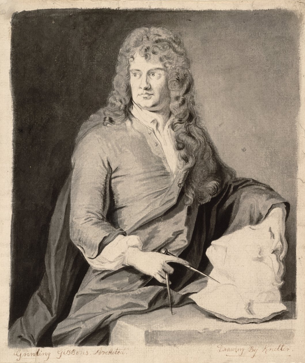 Grinling Gibbons portréja (1648-1721) alkotó: Godfrey Kneller