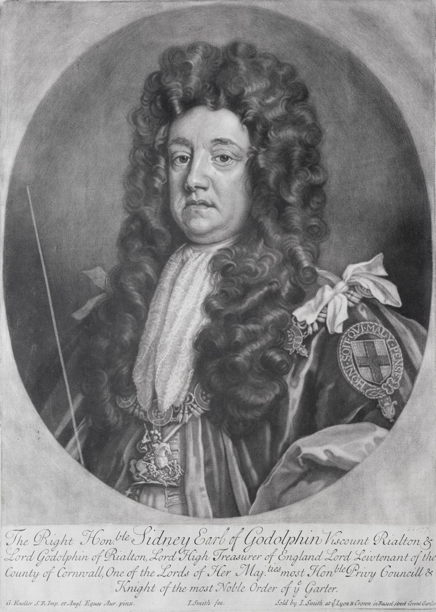 Sidney Godolphin (1645-1712) Godolphin 1. grófjának portréja, metszette és kiadta John Smith (1652-1743) 1707 (mezzotinto) alkotó: Godfrey Kneller