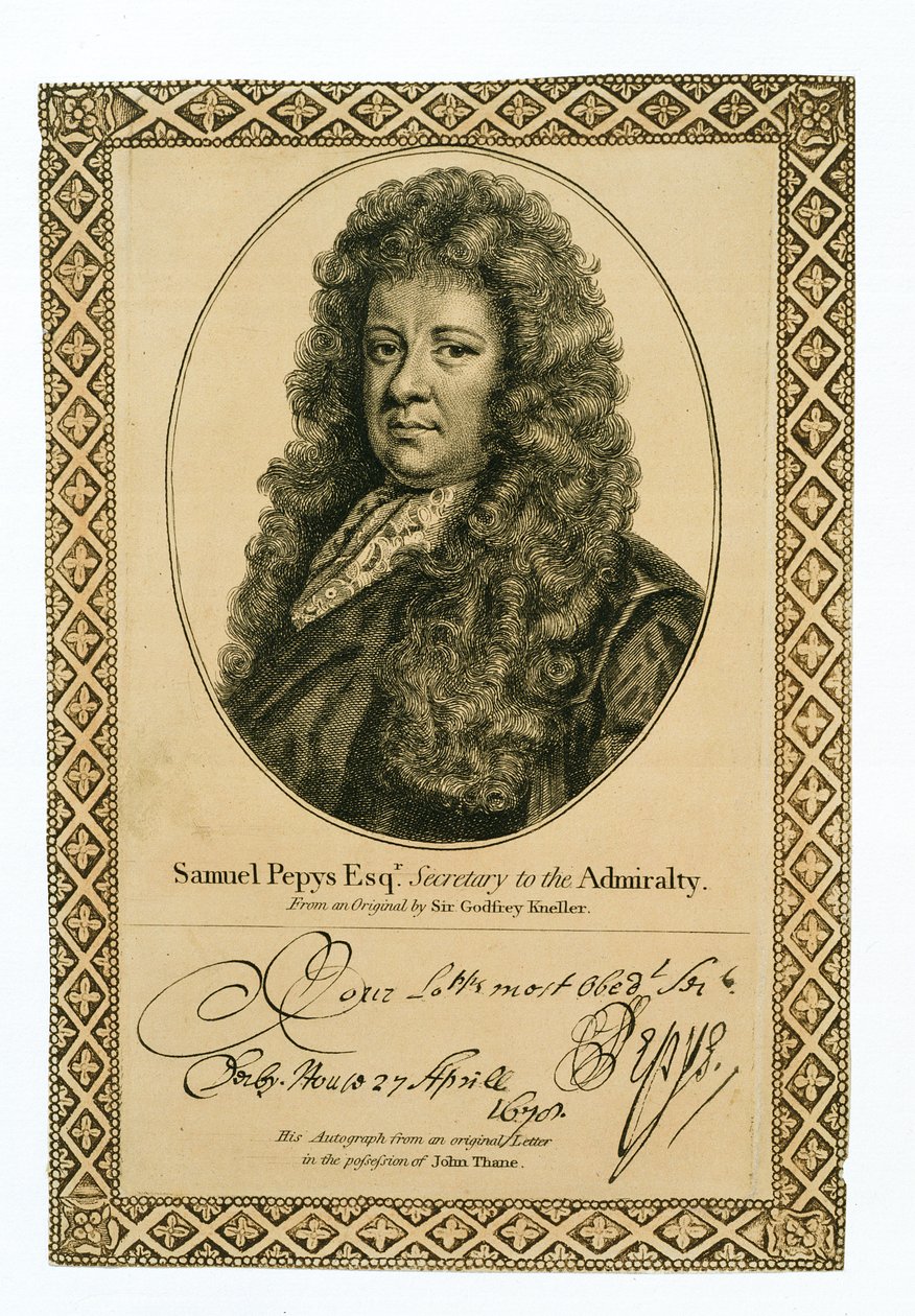 Samuel Pepys (1633-1703), az Admiralitás titkára alkotó: Godfrey Kneller
