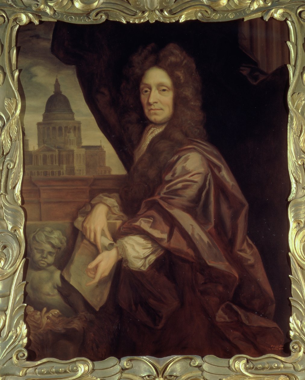 Sir Christopher Wren (1632-1723), Edmund Dyer másolta alkotó: Godfrey Kneller