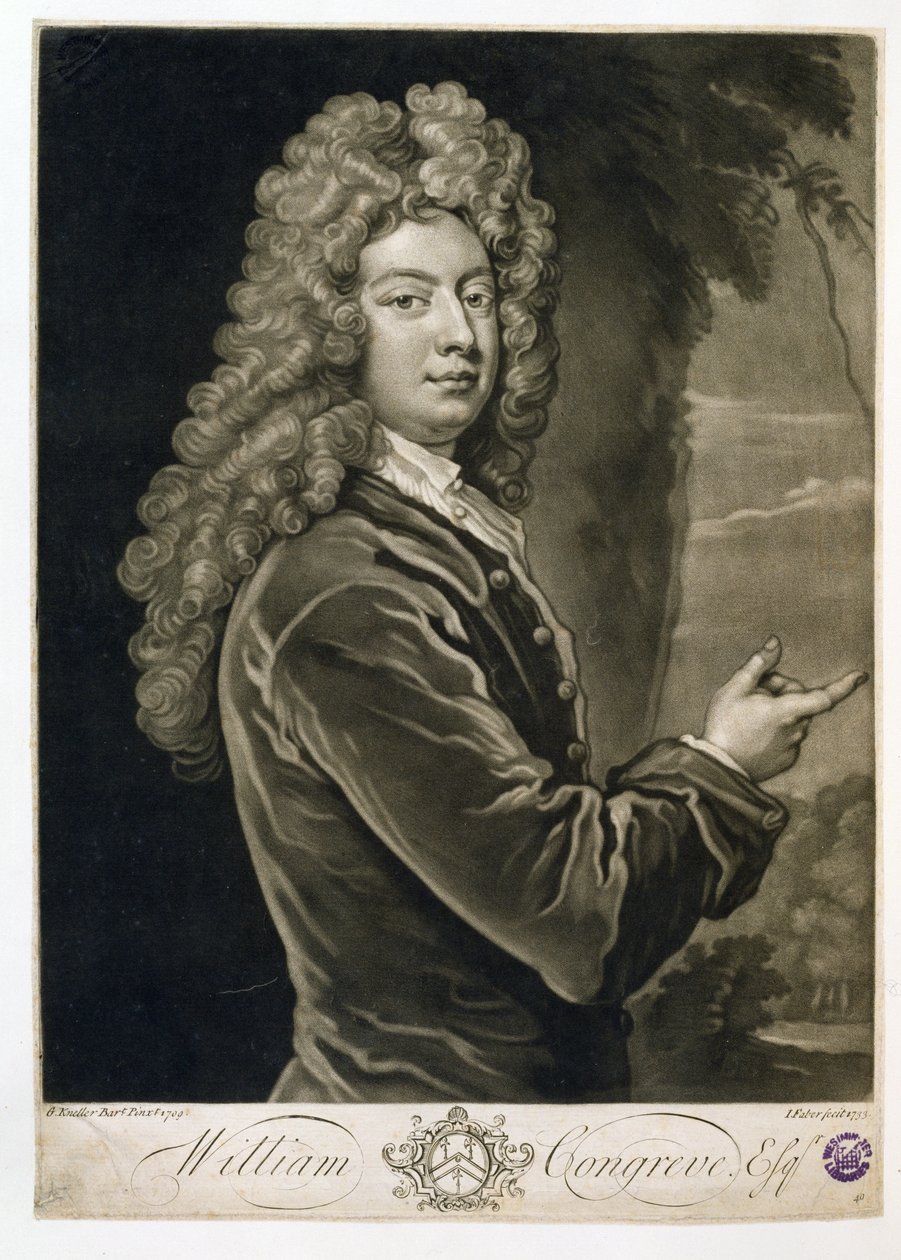 William Congreve (1670-1729), metszett John Faber (1684-1756), 1733 alkotó: Godfrey Kneller
