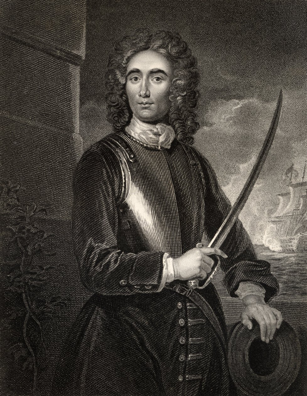 John Benbow, W.T. Mote metszete, a „The National Portrait Gallery, Volume IV”, 1820 körül megjelent (litho) alkotó: Godfrey (after) Kneller