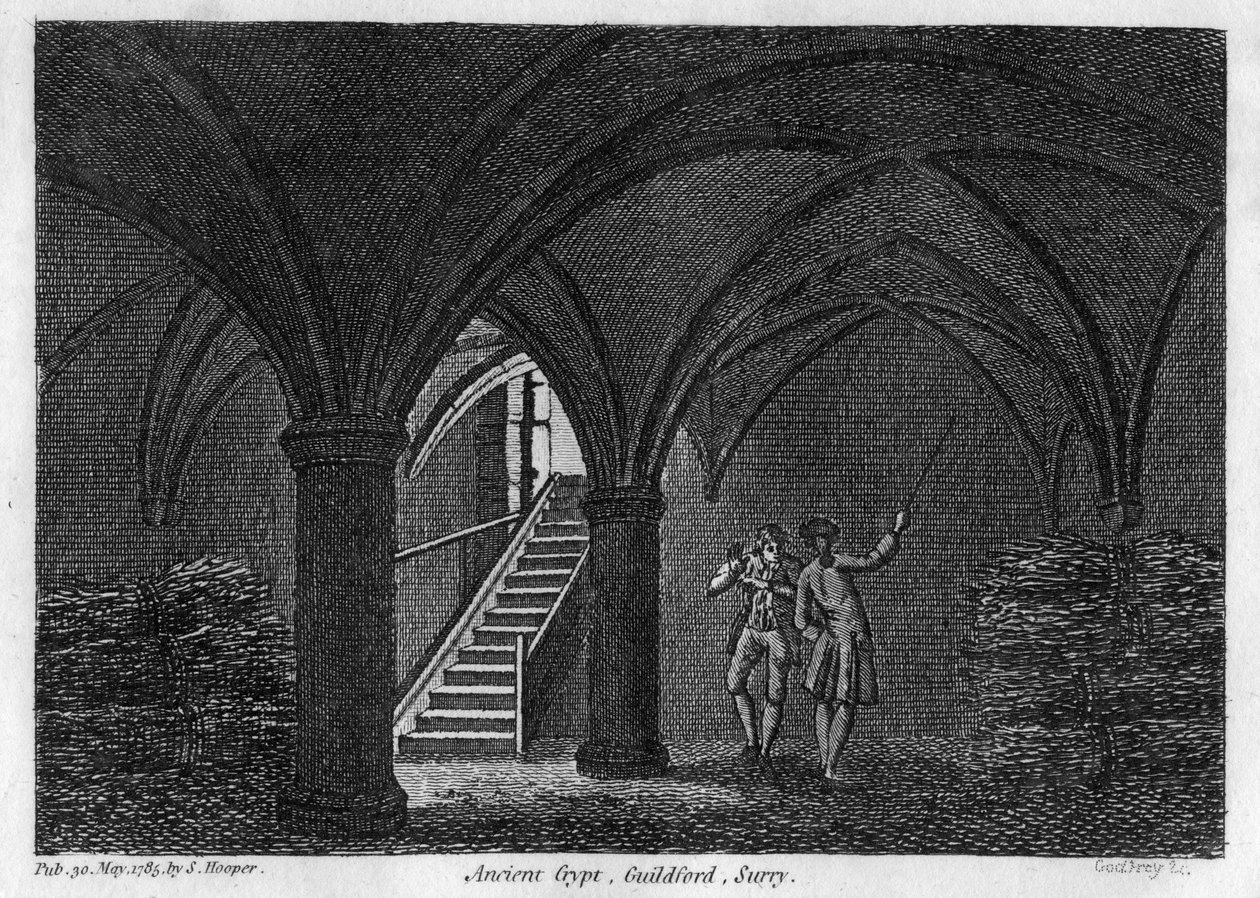 Ősi kripta, Guildford, Surrey, 1785. alkotó: Godfrey