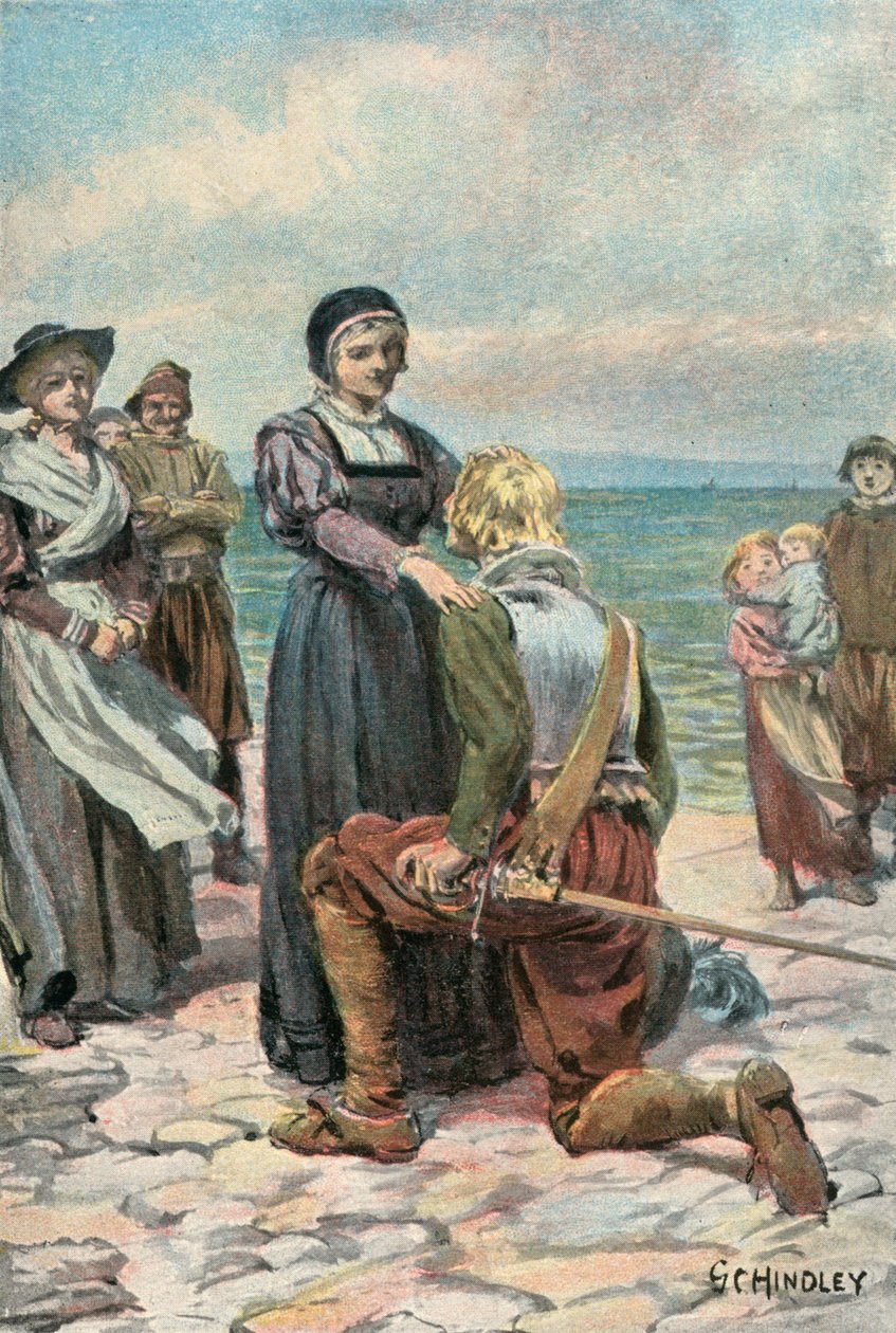 Illusztráció a Westward Ho! Charles Kingsley (színes litográfia) alkotó: Godfrey C. Hindley