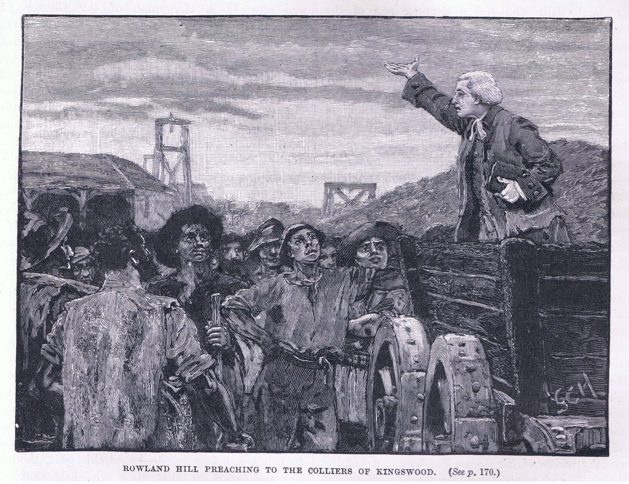 Rowland Hill prédikál a kingswoodi gyárosoknak alkotó: Godfrey C. Hindley