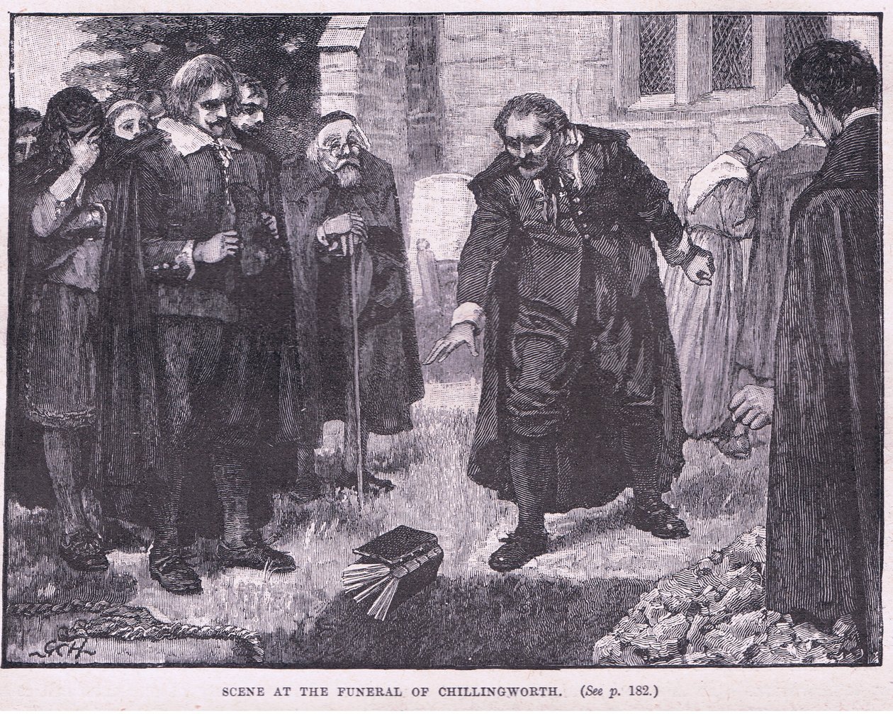 Jelenet Chillingworth temetésén i.sz. 1644-ben alkotó: Godfrey C. Hindley