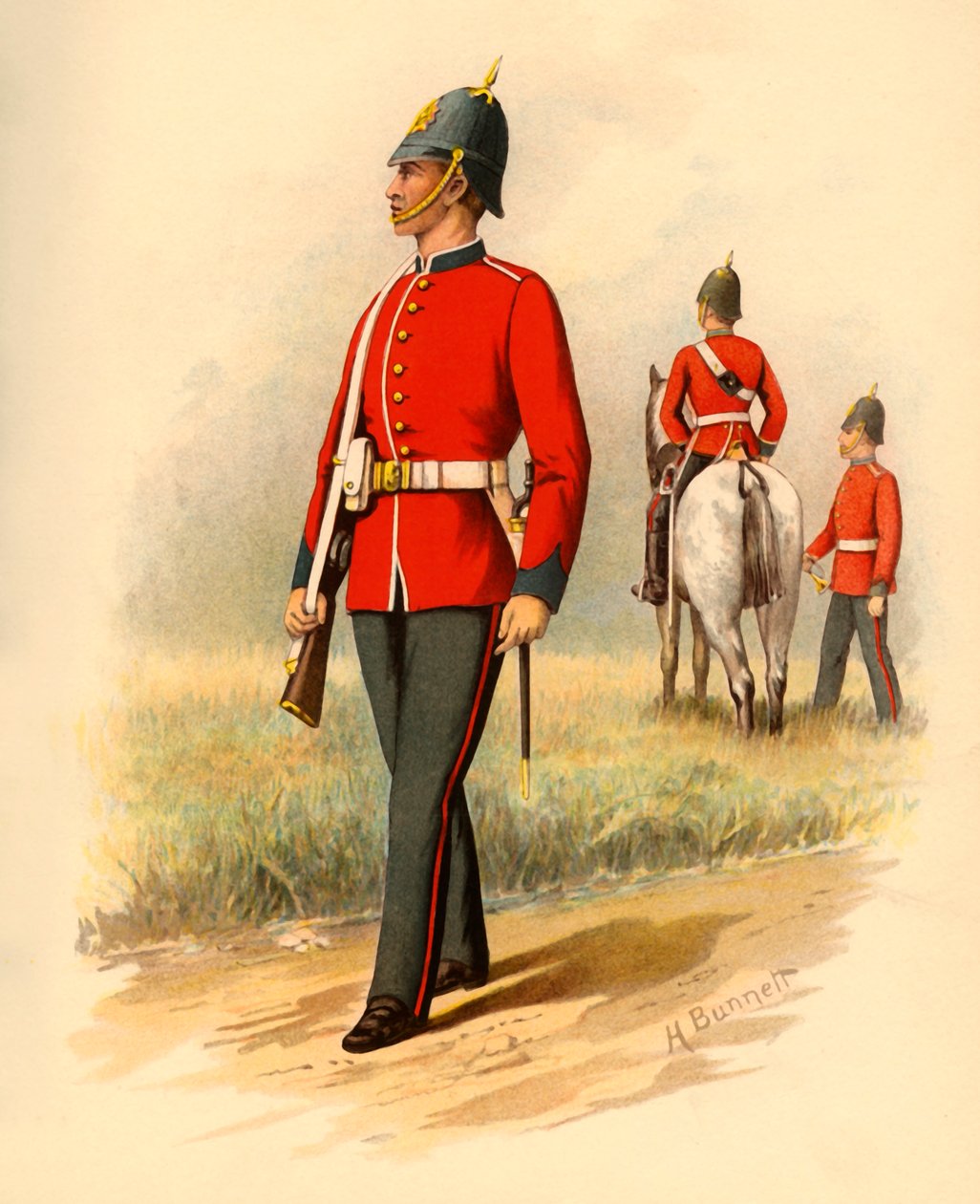 Nyugat-Melbourne viktoriánus gyalogság 1. zászlóalja, 1890. alkotó: Godfrey Douglas Giles