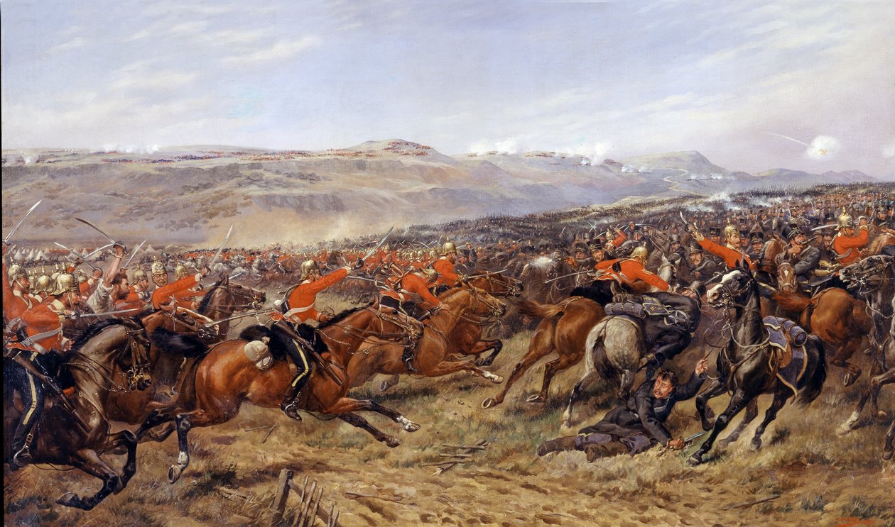 A nehézdandár rohama a balaclavai csatában, 1854. október 25., 1897. alkotó: Godfrey Douglas Giles