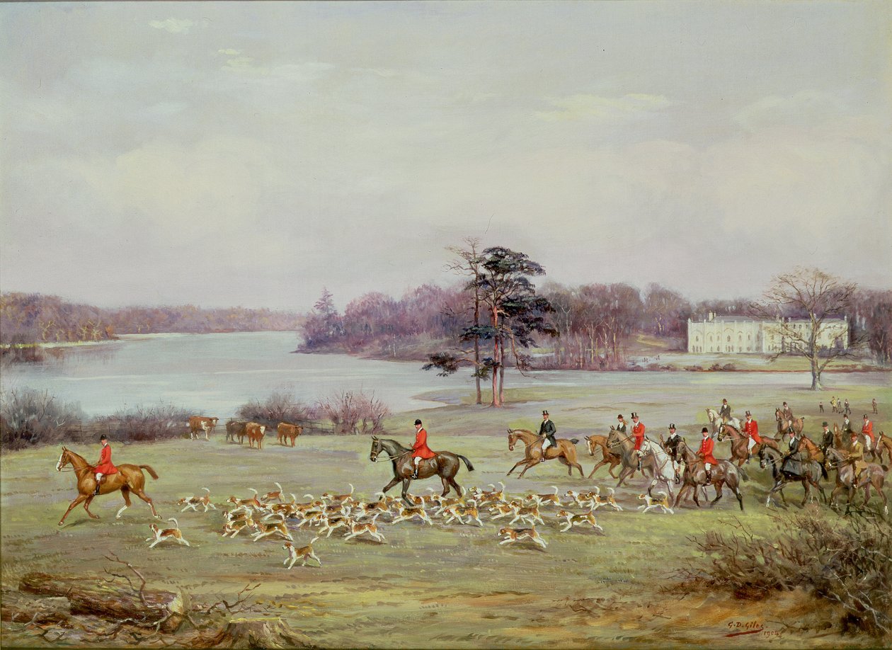 A South Cheshire-i vadászat a Combermere Parkban, 1904 alkotó: Godfrey Douglas Giles