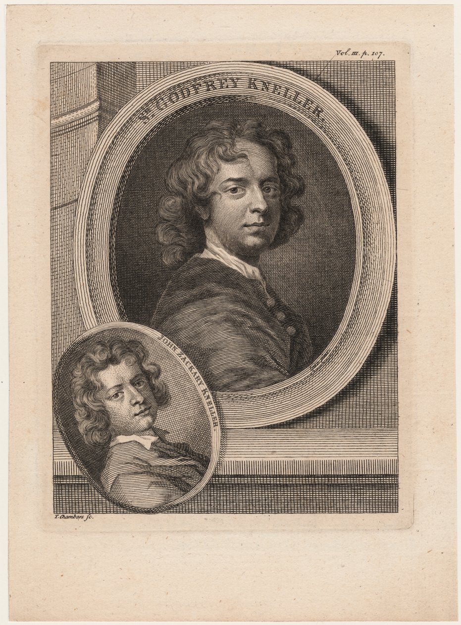 Godfrey Kneller, Horace Walpole „Festészet anekdotái” című művéből, Thomas Chambars (1724-89) metszete, 1770 körül alkotó: Godfrey Kneller