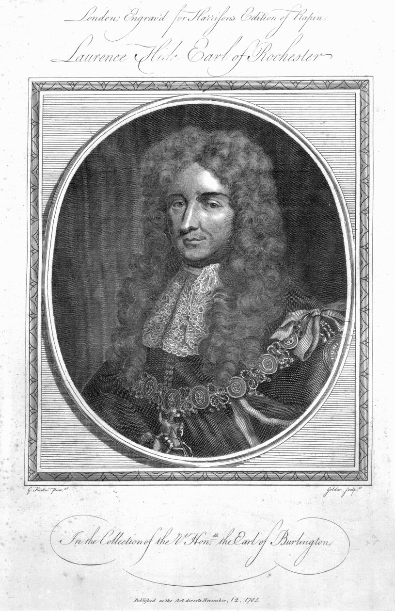 Laurence Hyde, Rochester 1. grófja, metszett: John Goldar, 1785 alkotó: Godfrey Kneller