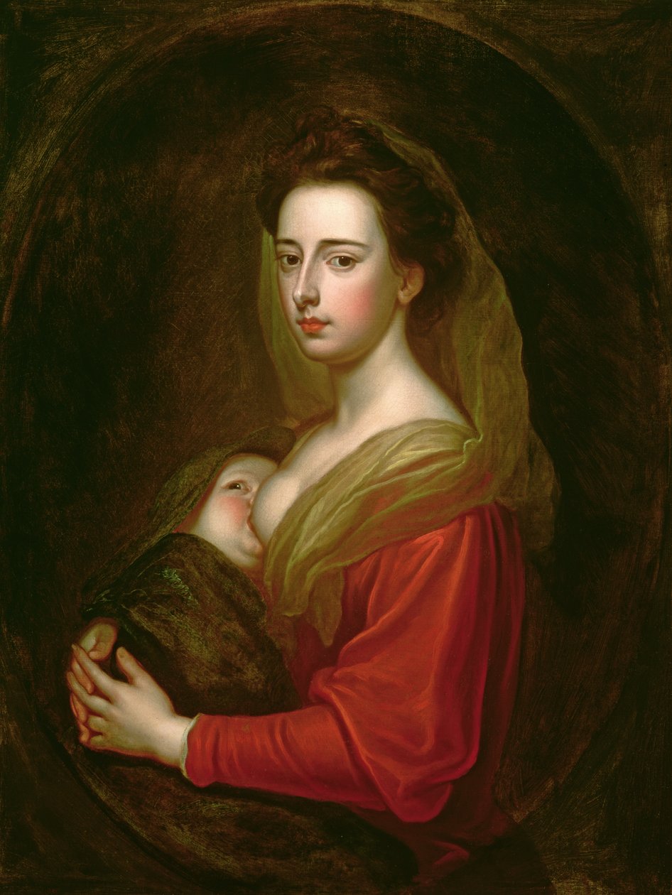 Lady Mary Boyle (1566-1673) és fia, Charles Boyle (1720) portréja (olaj, vászon, festett oválisban) alkotó: Godfrey Kneller