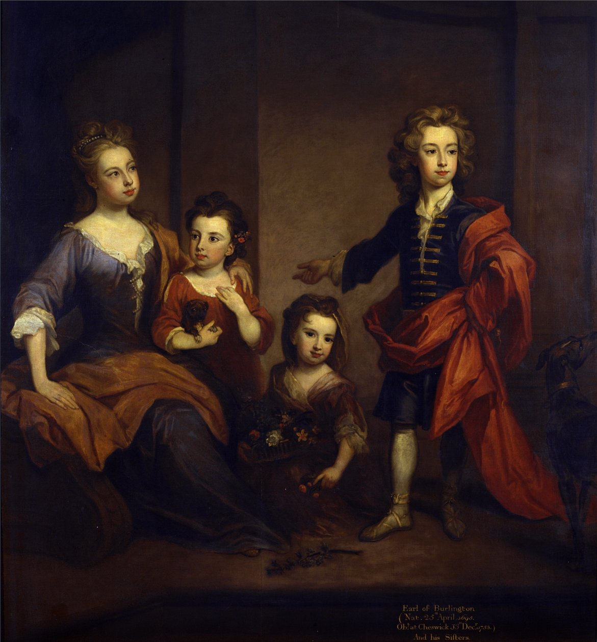 Richard Boyle, Burlington 3. grófja, három nővérével, Elizabeth, Juliana és Jane Boyle portréja, 1700 körül (olaj, vászon) alkotó: Godfrey Kneller