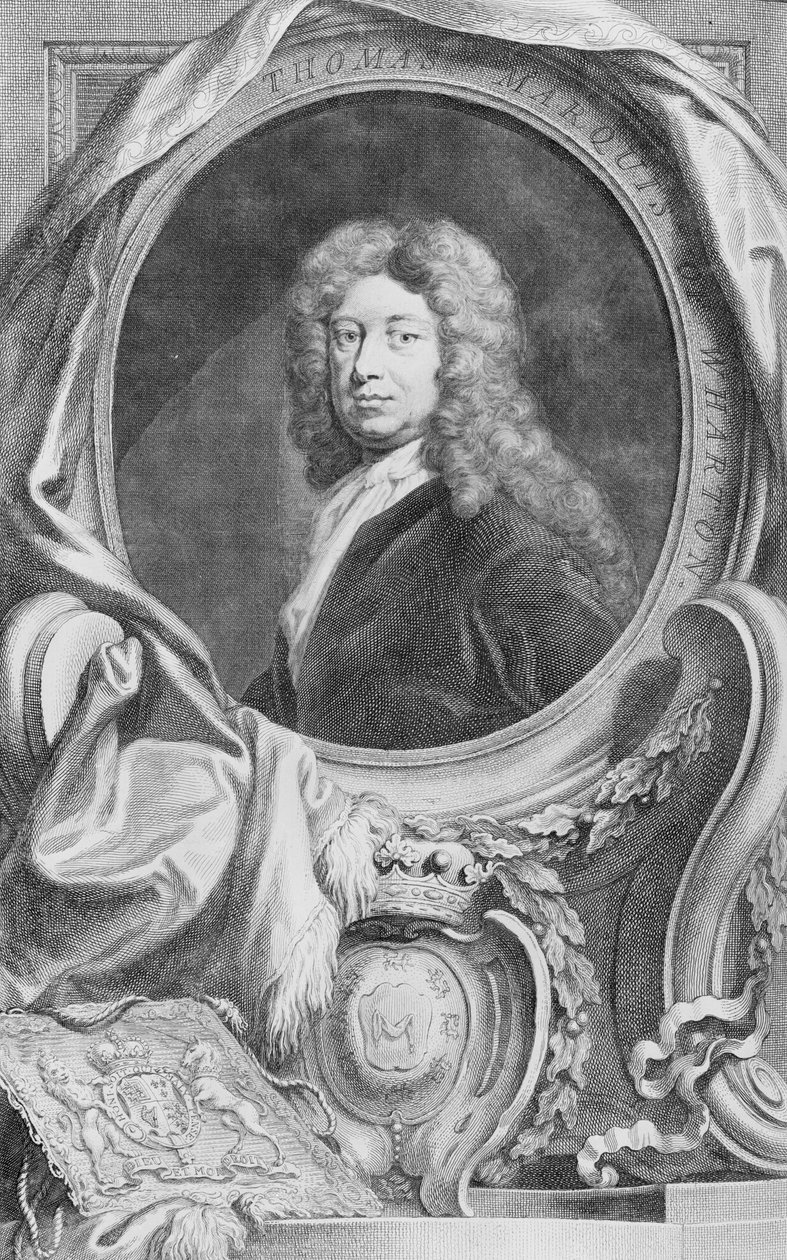 Thomas Marquis of Wharton (1648-1715) portréja, Jacob Houbraken (1698-1780) metszete, kiadta P. Knanton, 1744. alkotó: Godfrey Kneller