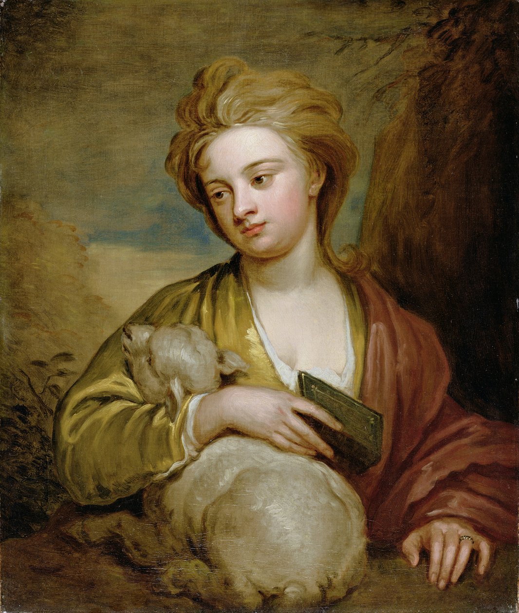 Egy nő portréja, mint Szent Ágnes, hagyományosan Voss Katalinként azonosítják, 1705-1710 körül (olaj, vászon) alkotó: Godfrey Kneller