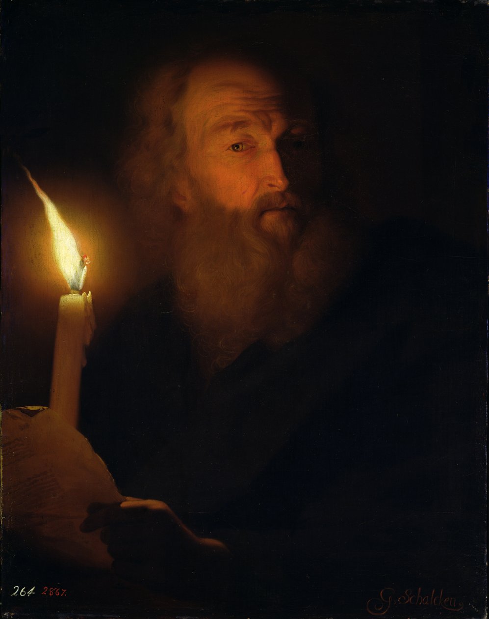 Férfi gyertyával (mesterséges fényhatás) alkotó: Godfried Schalcken