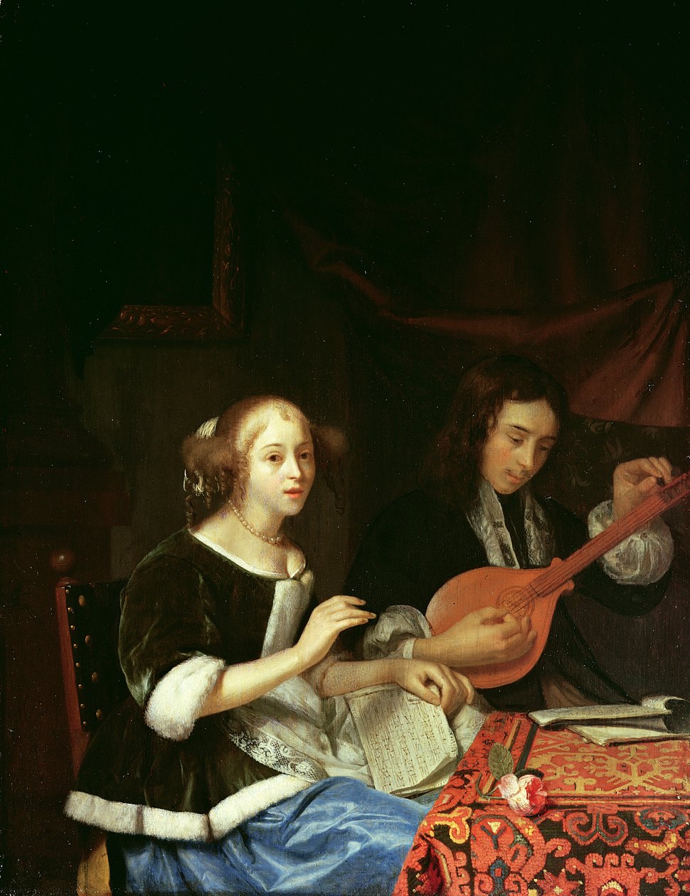 Egy fiatal pár zenél, 1665-70 körül alkotó: Godfried Schalcken