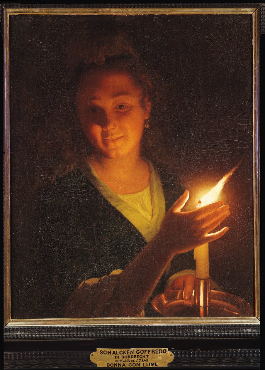 Nő egy gyertyával alkotó: Godfried Schalcken