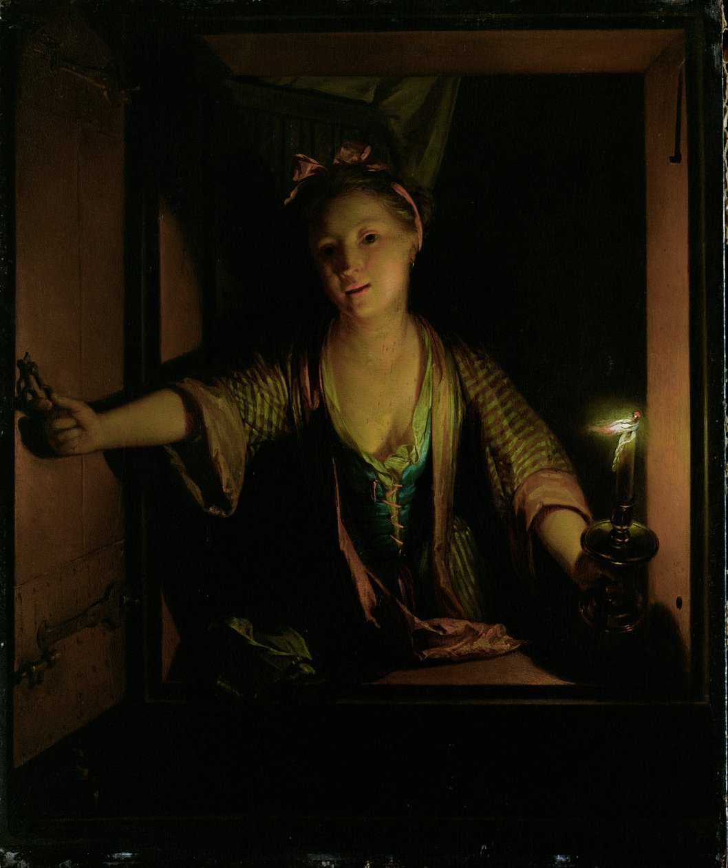 Lány az ablaknál (olaj, tábla) alkotó: Godfried Schalcken