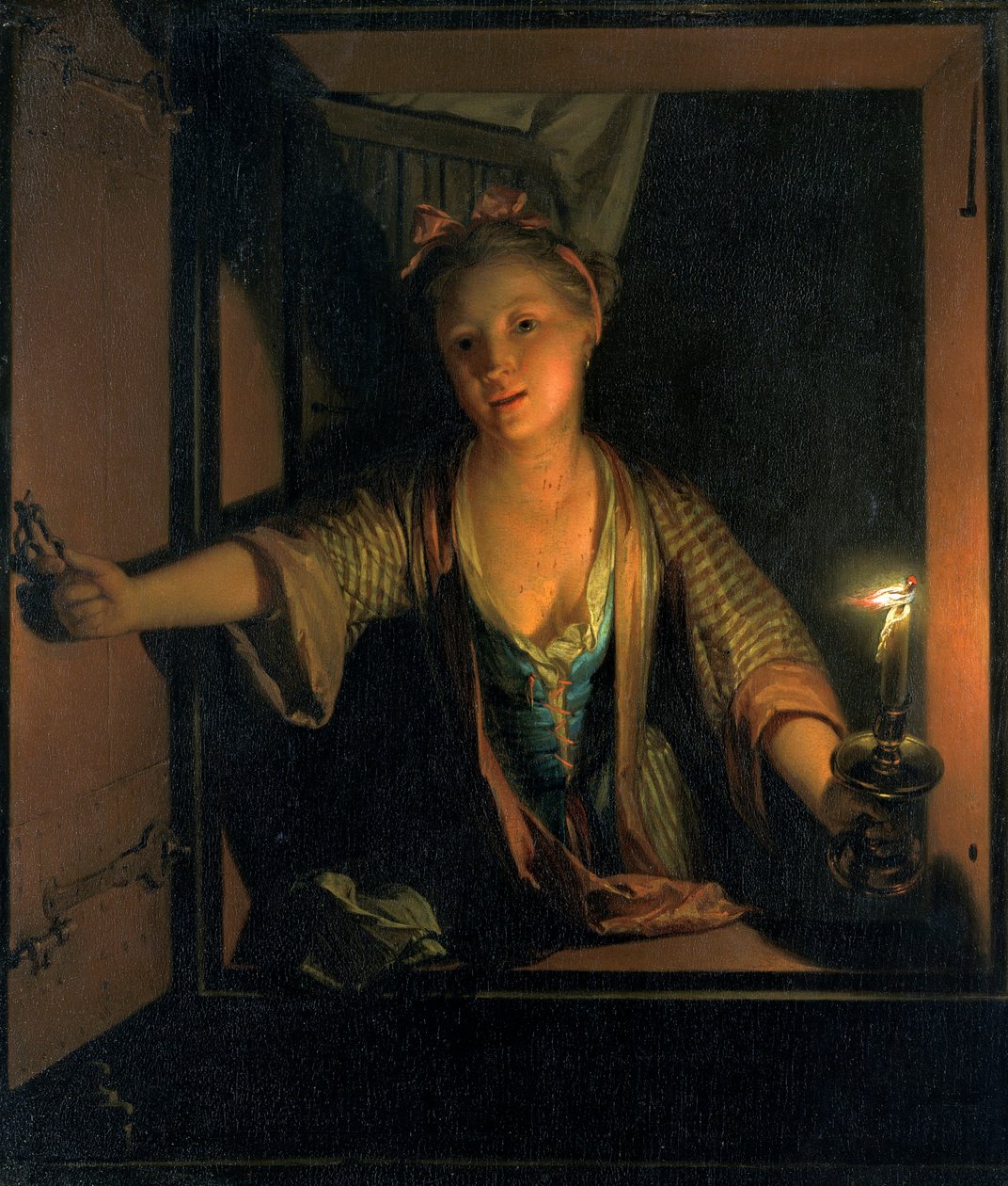 „Egy lány az ablaknál”, 1663-1700 alkotó: Godfried Schalcken
