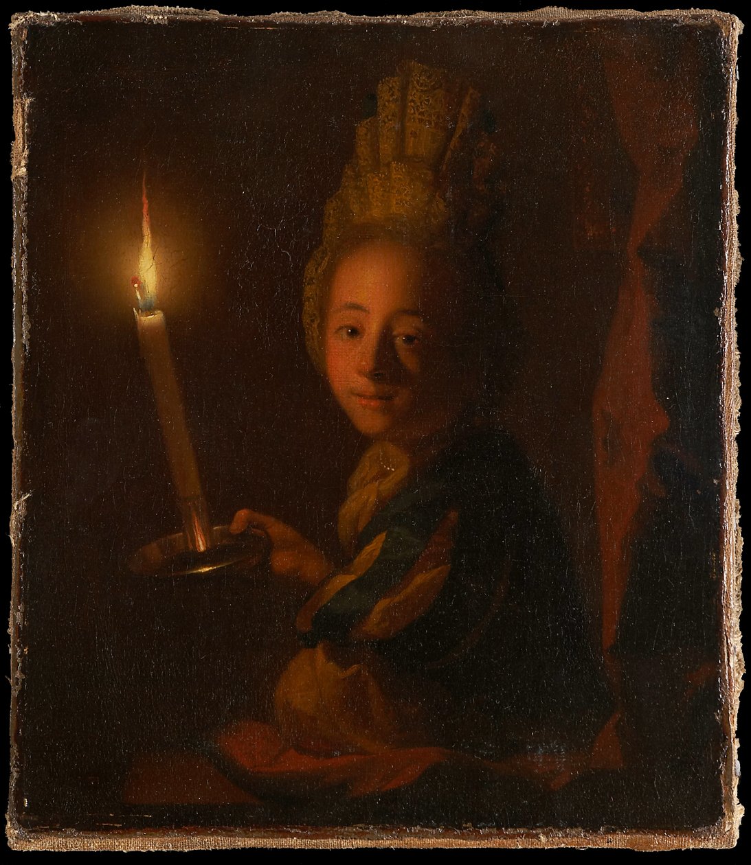 Lány égő gyertyával alkotó: Godfried Schalcken