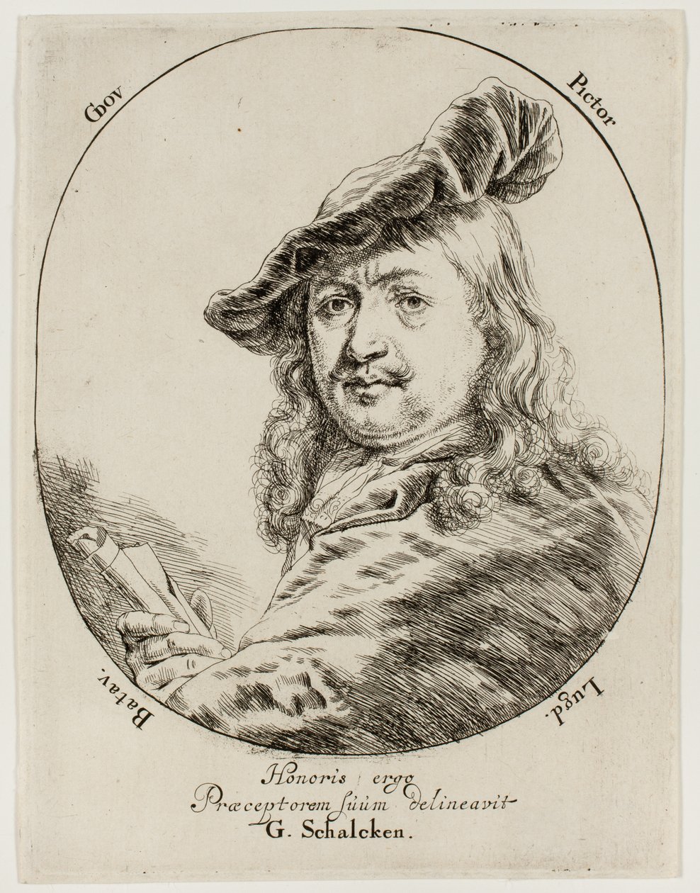 Gerard Dou, a festő portréja alkotó: Godfried Schalcken