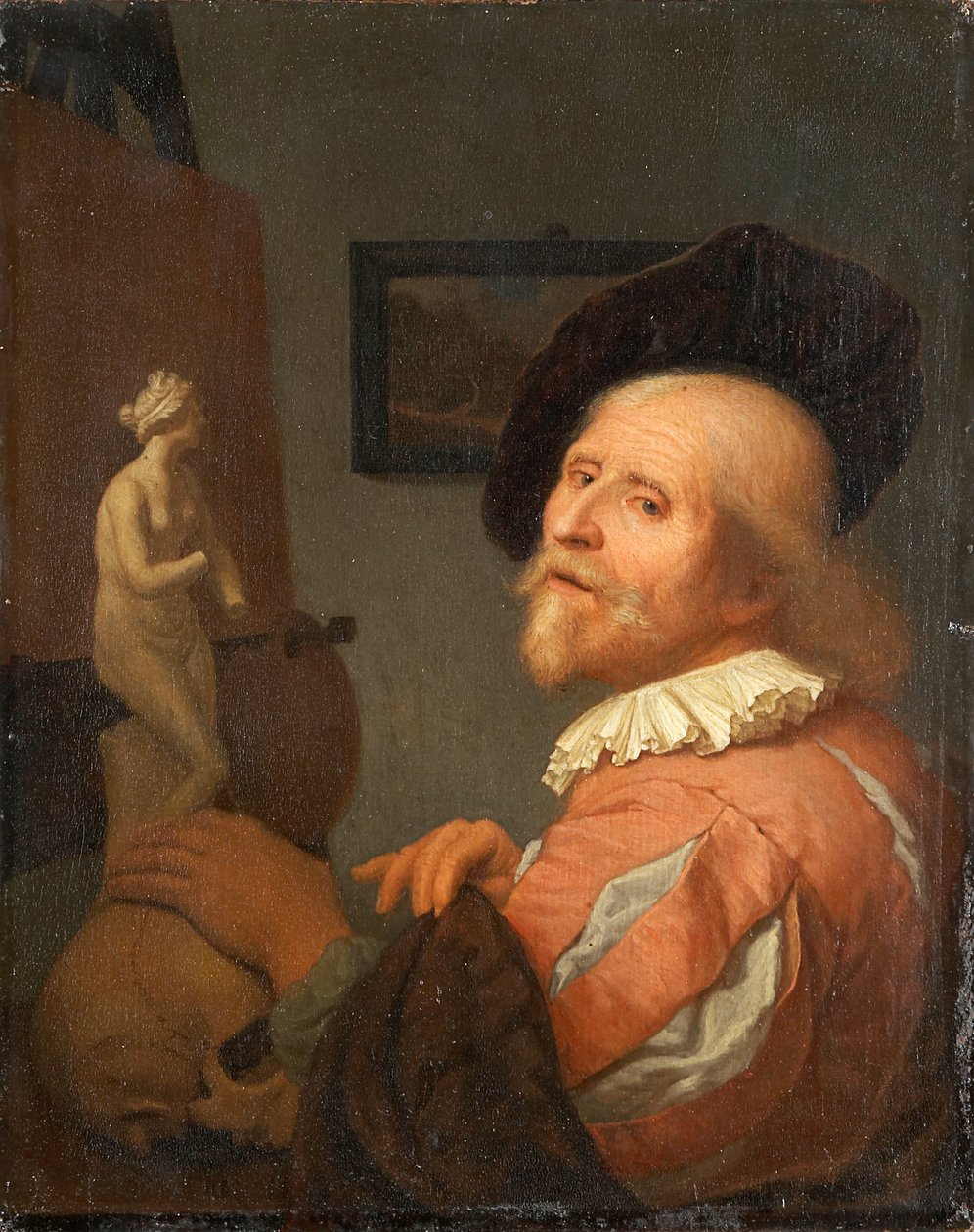 Egy művész portréja a műtermében alkotó: Godfried Schalcken