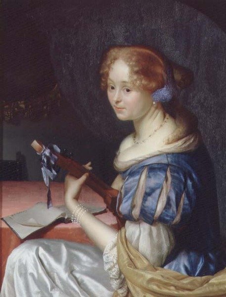 The Luteplayer (panel) alkotó: Godfried Schalcken