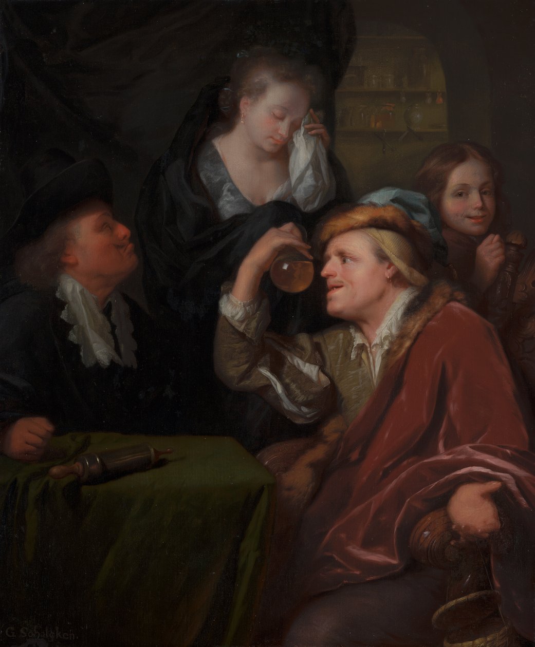 Orvosi vizsgálat alkotó: Godfried Schalcken