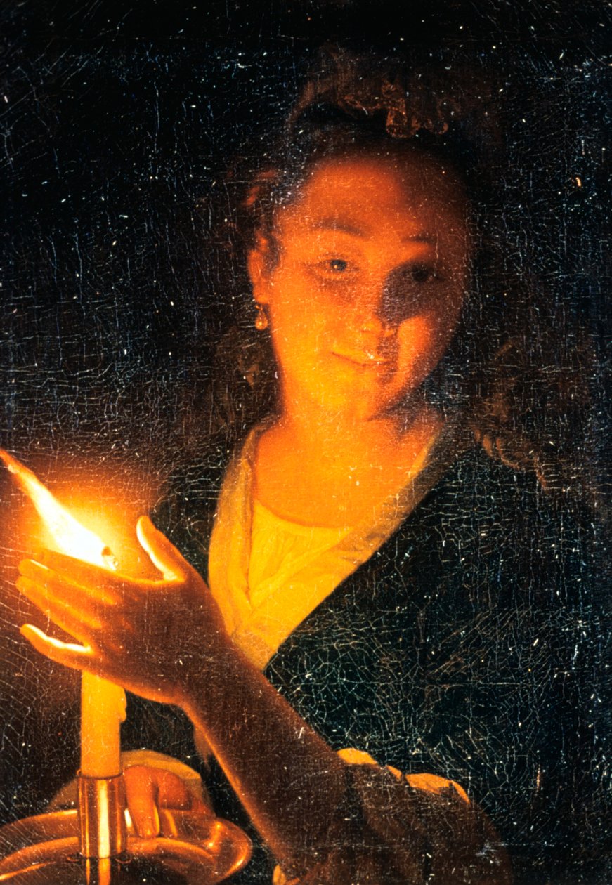 Nő gyertyával, 1660-as évek vége alkotó: Godfried Schalcken