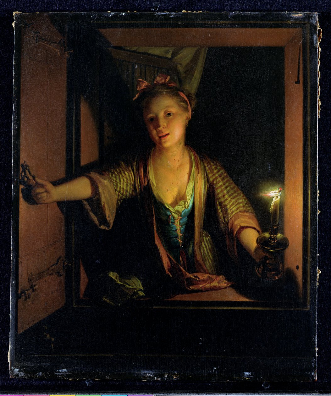 Lány az ablaknál (olaj, tábla) alkotó: Godfried Schalken or Schalcken