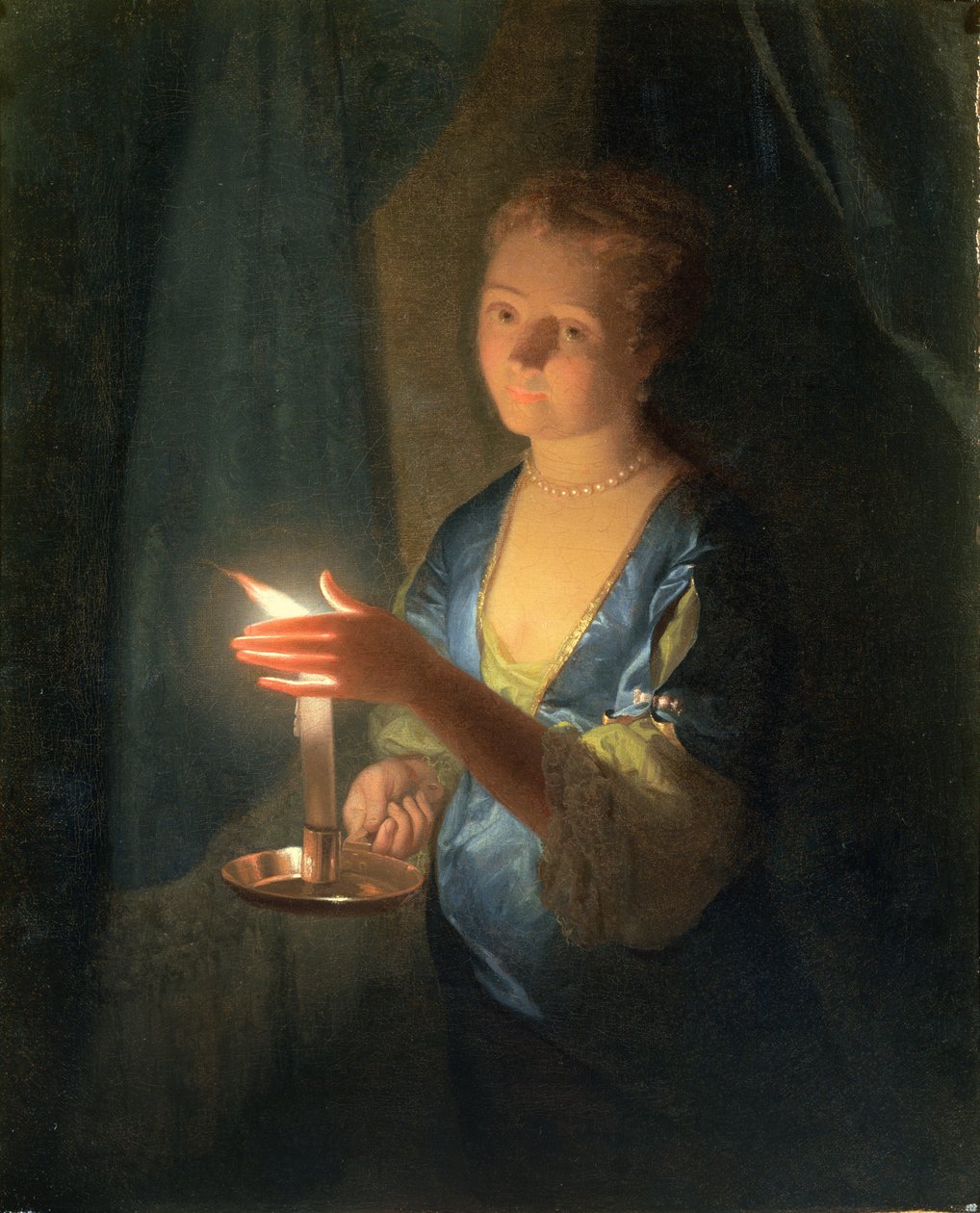 Egy hölgy, aki gyertyát tart alkotó: Godfried Schalcken