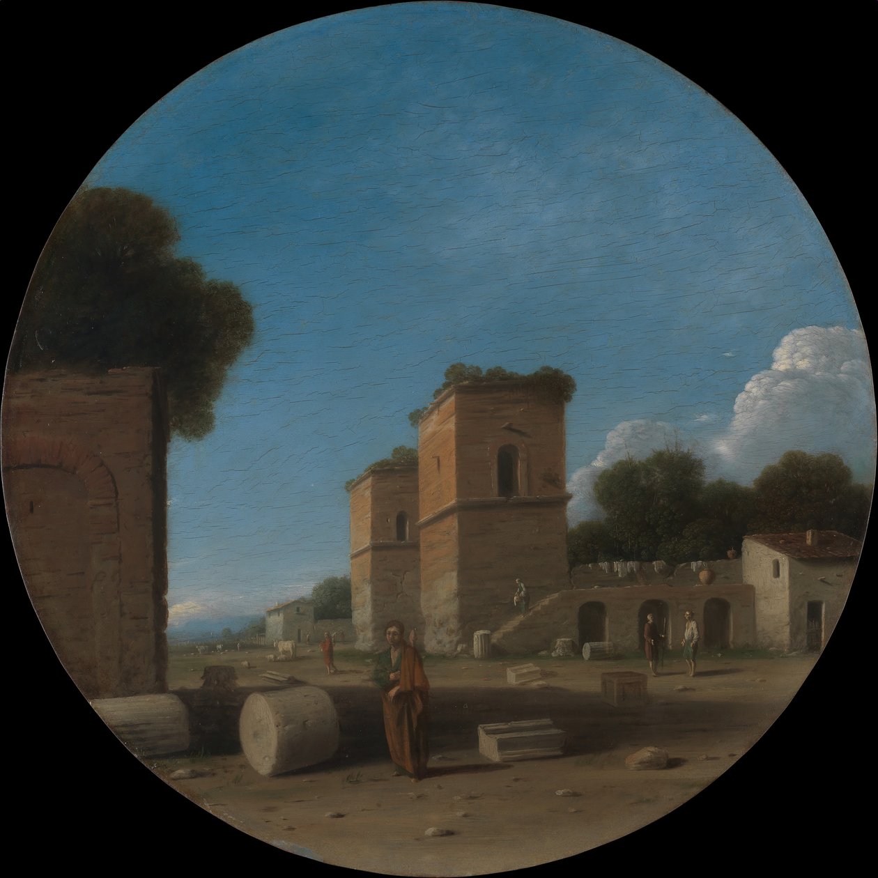 Római táj alakokkal, valószínűleg 1630-as évek. alkotó: Goffredo Wals