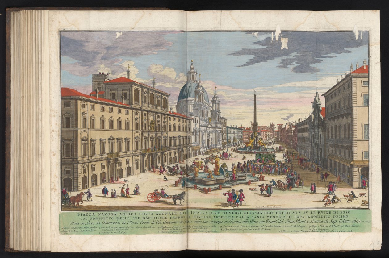 Piazza Navona Rómában A Monte Cavallo néven ismert Quirinal-i Pápai Palota tájékoztatója (cím a tárgyon) alkotó: Gommarus Wouters