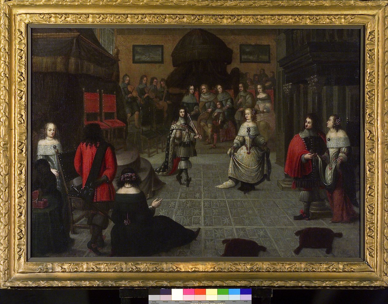 II. Károly angol király (1630-1685) táncol Hágában (Hollandia), 1660 májusában, valószínűleg unokahúgával, Elizabeth van de Paltzcal (1616-1680), az angol királyi címének visszaállítására rendezett ünnepségen. alkotó: Gonzales Coques