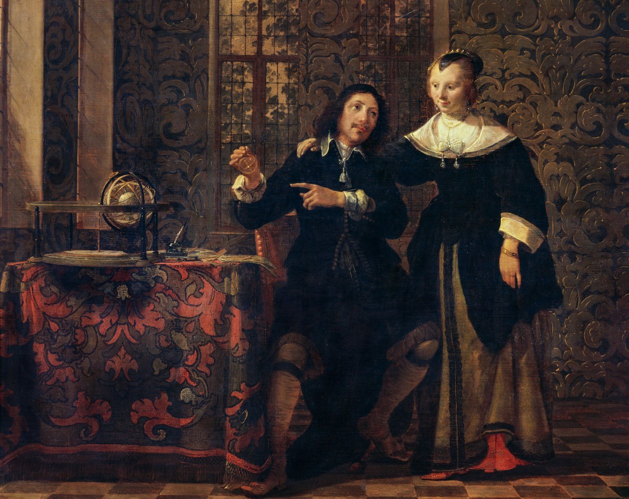 A csillagász és felesége, Gonzales Coques festménye (1614 kb-1684), olajtábla, 405x505 cm alkotó: Gonzales Coques