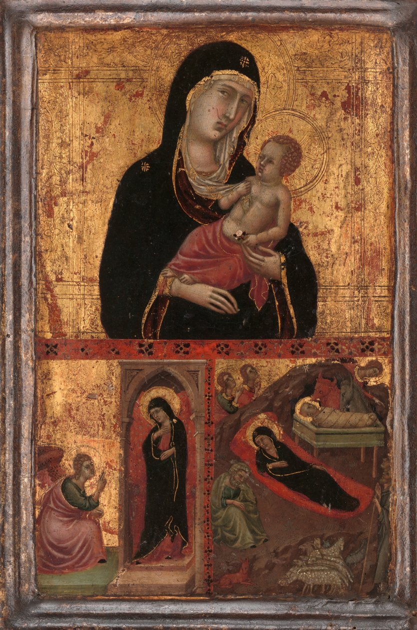 Madonna és gyermek az Angyali üdvözlet és a Születéssel, kb. 1310-15. alkotó: Goodhart Master