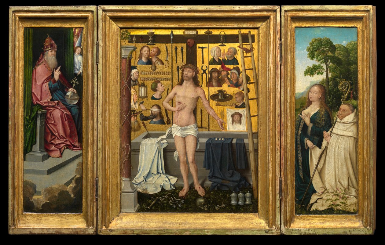 Antonius Tsgrooten triptichonja (olaj, tábla) alkotó: Goossen van der (1465 c.1538) Weyden