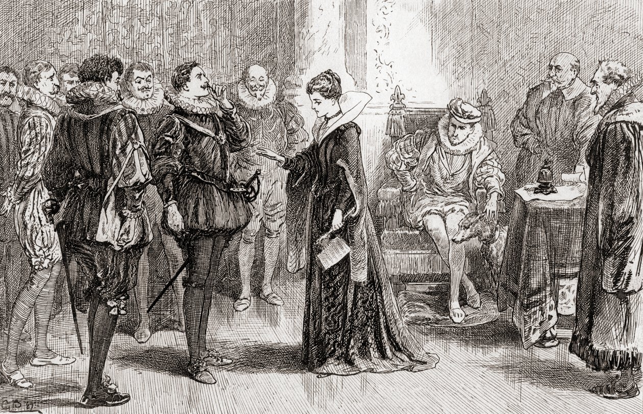 Jelenet William Shakespeares: Minden jól végződik, ami jól végződik, II. felvonás, 3. jelenet, Helena Bertramhoz: Ez az ember, William Shakespeare műveiből, 1896. alkotó: Gordon Frederick Browne