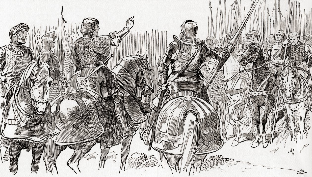 Jelenet William Shakespeares III. Richard király című darabjából, V. felvonás, 2. jelenet, Richmond: Fellows in arms, és legszeretőbb barátaim, a zsarnokság járma alatt, William Shakesp műveiből. alkotó: Gordon Frederick Browne