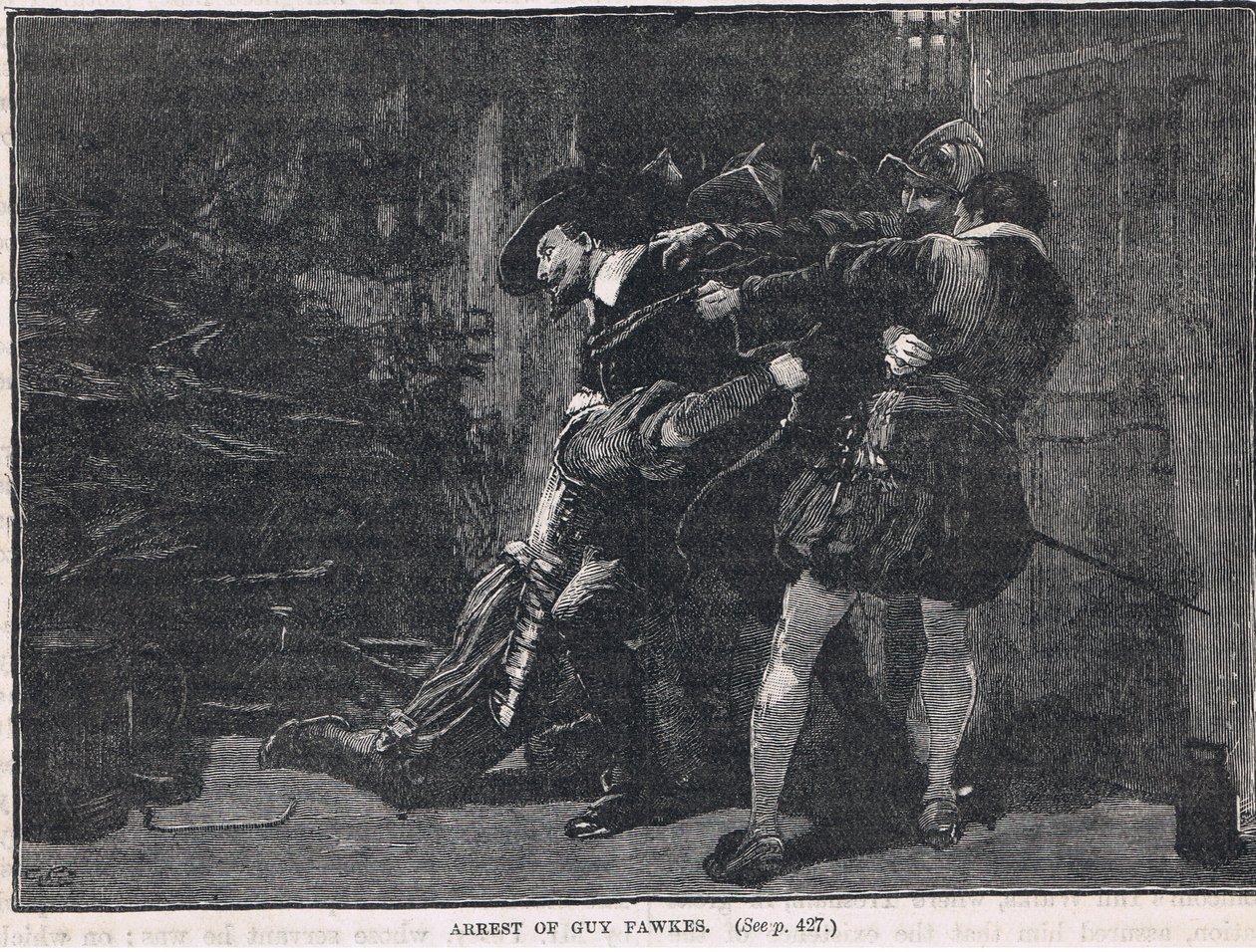 Guy Fawkes letartóztatása 1605-ben alkotó: Gordon Frederick Browne