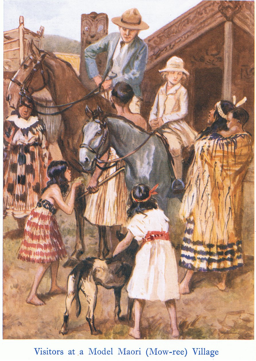 Látogatók egy maori faluban alkotó: Gordon Frederick Browne