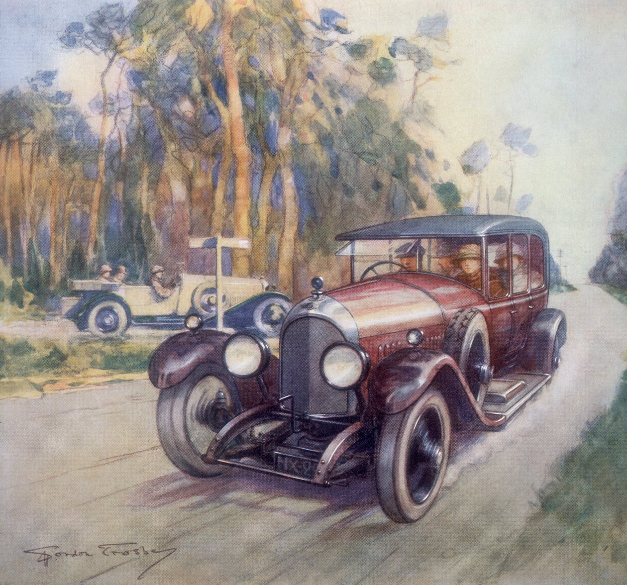Bentley autókat reklámozó plakát, 1927 alkotó: Gordon Crosby