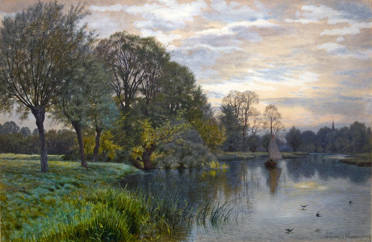 A Great Ouse folyó naplementében alkotó: Gordon Fraser