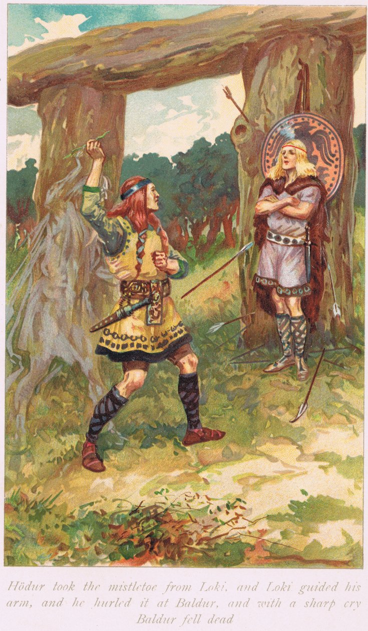 Hadur vette a fagyöngyöt Louitól, illusztráció Alice S. Hoffman 1926-ban megjelent "The Book of Sagas" című könyvéből. alkotó: Gordon Frederick Browne